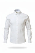 ORVINO Men's Cotton Formal Shirt - White, Regular Fit, Long Sleeve