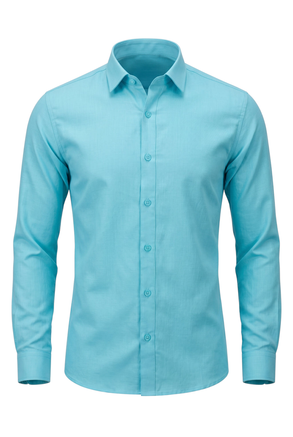 Light blue button-up shirt on a white background