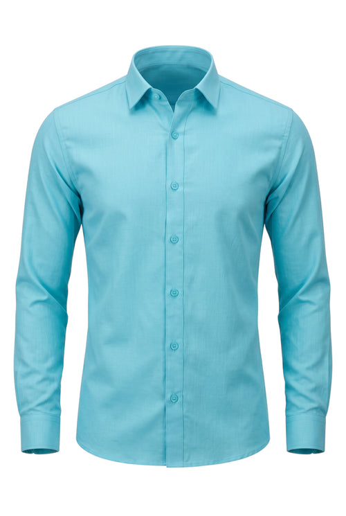 Light blue button-up shirt on a white background