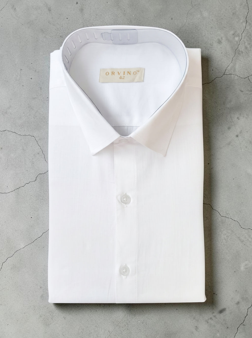 ORVINO Men's Cotton Formal Shirt - White, Regular Fit, Long Sleeve