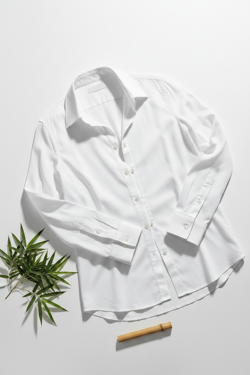 ORVINO Men's Cotton Formal Shirt - White, Regular Fit, Long Sleeve