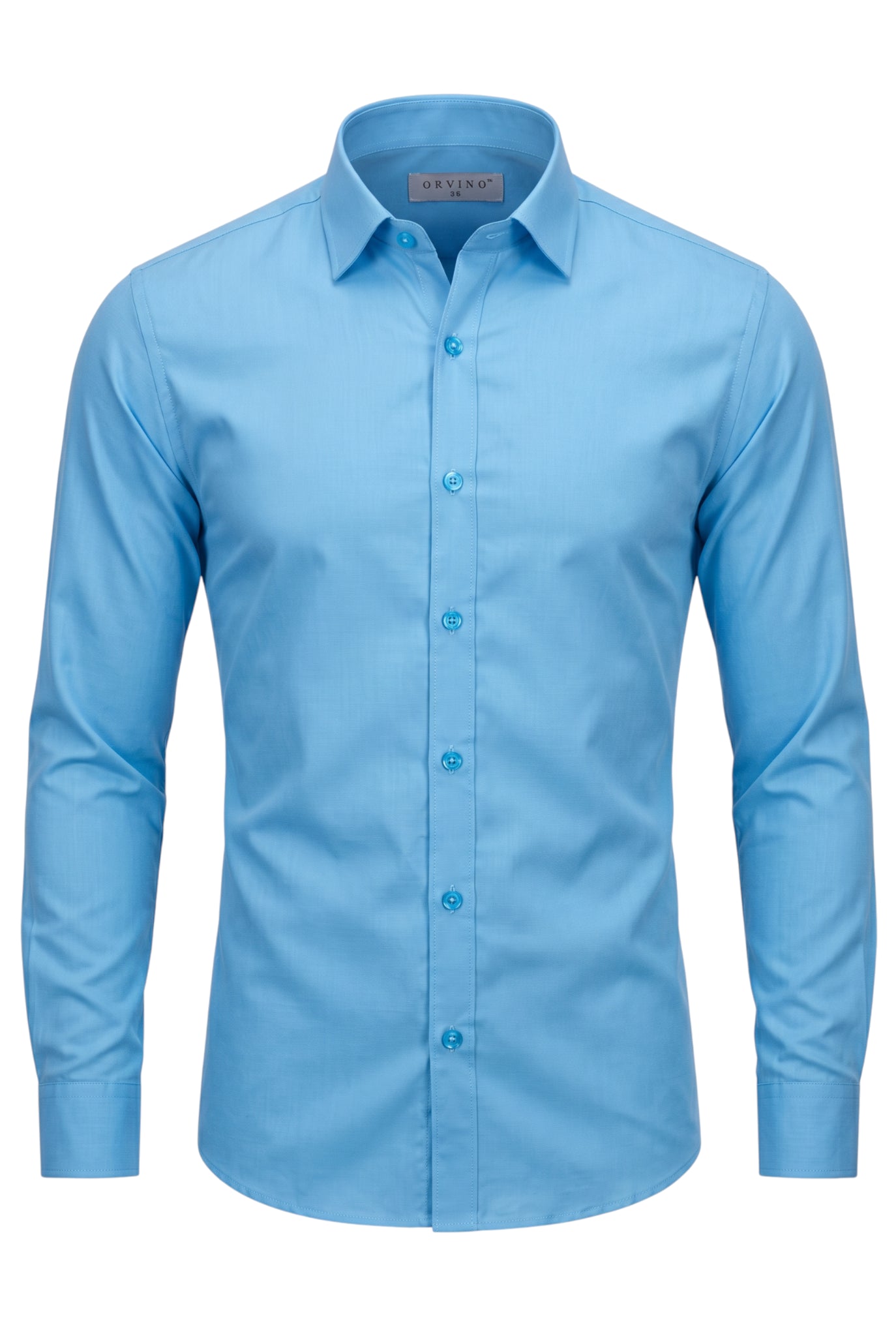 ORVINO Men's Satin Semi-Formal Shirt - Solid, Slim Fit, Long Sleeve.